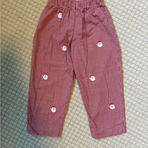 Southern Sunshine Red Checkered Pants with Santa embroidery